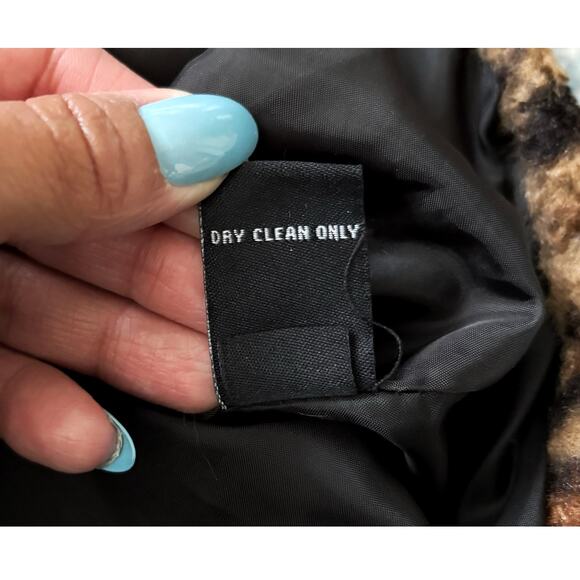 JouJou Short Tan/Brown Cheetah Print Faux Fur Jacket Womens Size L - Picture 7 of 10